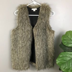 Cotton On Small Brown Tan Furry Fur Long Open Vest